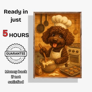 Personalized Dog Chef Portrait Personalized Dog Kitchen Wall Art Funny Dog Illustration Gift Pet Lover Gift for Dog Owners