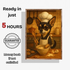 Personalized Dog Chef Portrait Personalized Dog Kitchen Wall Art Funny Dog Illustration Gift Pet Lover Gift for Dog Owners