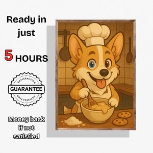 Personalized Dog Kitchen Wall Art Custom Dog Chef Portrait Funny Dog Illustration Gift Pet Lover Gift for Dog Owners
