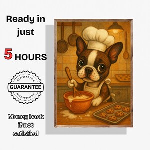 Personalized Dog Chef Portrait Personalized Dog Kitchen Wall Art Funny Dog Illustration Gift Pet Lover Gift for Dog Owners