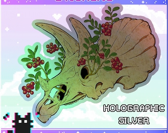 Berries & Bones - Triceratops Holographic Sticker