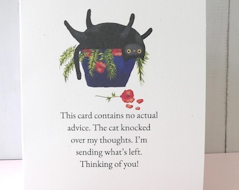 Funny Cat Thinking of You Card | Handmade Sustainable Card Sets