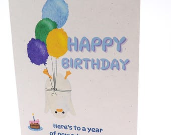 Silly Goose Happy Birthday Card for Anyone| Recycled Paper Blank Inside Greeting Cards