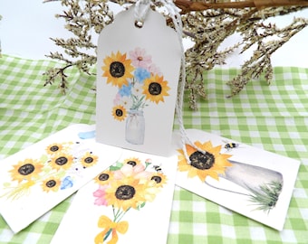 Sunflower Wildflower Gift Tags | Set of Sunflower Homestead Present Labels