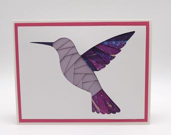 Hummingbird Keepsake Greeting Card | Handmade Origami Paper Bird Card