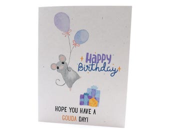 Mouse Happy Birthday Pun Card | Handmade Recycled Paper Greeting Cards