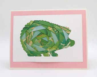 Origami Paper Hedgehog Card | Handmade Hedgie Art Greeting Card