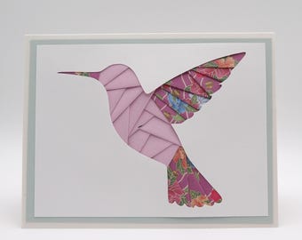 Hummingbird Keepsake Greeting Card | Handmade Origami Paper Bird Card