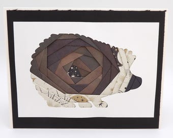 Origami Paper Hedgehog Card | Handmade Hedgie Art Greeting Card