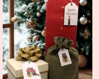 Cat Christmas Gift Tags | Set of Assorted Kitty Holiday Present Tags