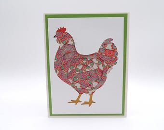Chicken Keepsake Greeting Card | Handmade Origami Paper Hen Art Card