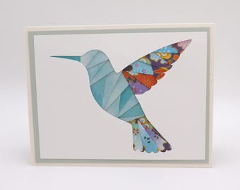 Hummingbird Keepsake Greeting Card | Handmade Origami Paper Bird Card