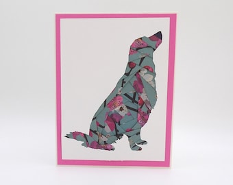 Golden Retriever Border Collie Blank Inside Card | Handmade Dog Greeting Card