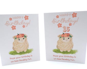 Sheep Happy Birthday Card with or without age | Recycled Paper Sustainable Milestone Greeting Cards