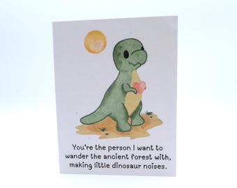 Dinosaur T-rex Friendship Love Greeting Card | Dino Humor Anniversary Eco-Friendly Cards