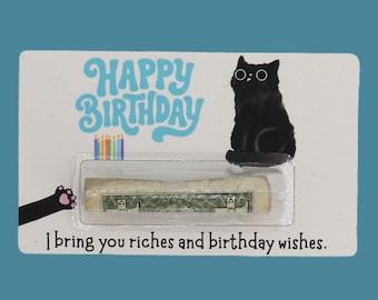 Cat Birthday Money Holder | Clever Gift for Teens | Unique Cash Gift |