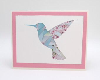 Hummingbird Keepsake Greeting Card | Handmade Origami Paper Bird Card