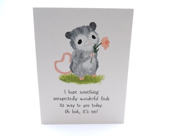 Opossum Thinking of You Greeting Card | You're on my mind support note