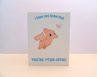 Dinosaur Friendship Card | Handmade Recycled Blank Inside Paper Greeting Cards
