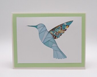 Hummingbird Keepsake Greeting Card | Handmade Origami Paper Bird Card