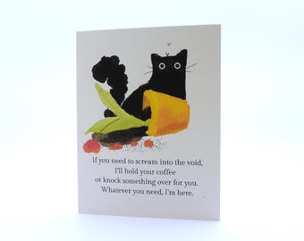 Cat Thinking of You Support Card | Handmade Eco-friendly Encouragement Card