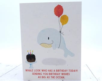 Whale Birthday Card | Blank Inside | Recycled Paper Cards | FSC Certified