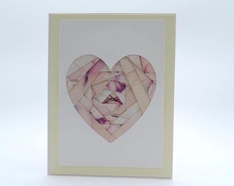 Anniversary Love Romance Keepsake Card | Handmade Origami Paper Folded Heart Art Greeting Card