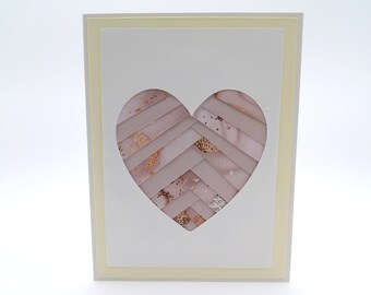 Anniversary Romance Love Keepsake Card | Handmade Origami Paper Folded Heart Art Greeting Card