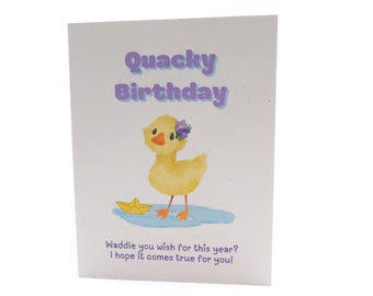 Duck Happy Birthday Pun Card | Handmade Recycled Paper Greeting Cards