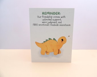 Dinosaur Thinking of You Friendship Card | Handmade Recycled Paper Greeting Cards