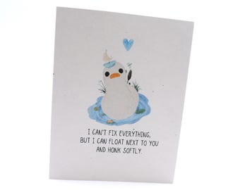 Silly Goose Friendship Card | Recycled Paper Thinking of You Greeting (A2 Size)