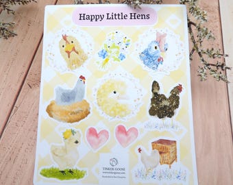 Farm Animal Chicken Sticker Sheet | Scrapbooking, Envelope, Planner Stickers | Happy Hen Stickers