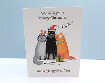 Christmas Cats Holiday Card | Cat Humor Recycled Paper Xmas Cards