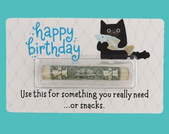 Cat Birthday Money Holder | Clever Gift for Teens | Unique Cash Gift |