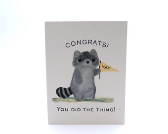 Raccoon Congratulations Card | Handmade Eco-Friendly Graduation Greeting Cards