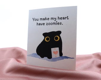 Funny Cat Love Greeting Card | Kitty Humor Anniversary Romance Valentine's Day Eco-Friendly Cards
