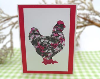 Chicken Keepsake Greeting Card | Handmade Origami Paper Hen Art Card