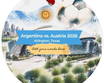 Argentina vs. Austria 2026 Soccer Ornament | Arlington Texas Stadium Design (Acrylic)
