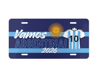 Vamos Argentina 2026 Soccer Front Car Plate | Messi Jersey Number