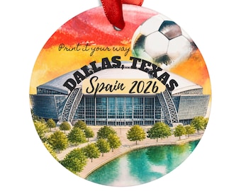 Spain 2026 Stadium Soccer Ball Acrylic Ornament | Round Hanging Keepsake