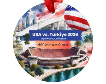 USA vs Türkiye 2026 Soccer Ornament: Stadium, Ball, Flag (Personalized)
