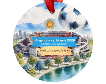 Argentina vs. Algeria 2026 Soccer Stadium Ornament | Acrylic Round Ornament