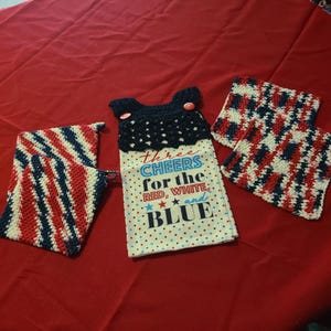 Crocheted 4th of July  kitchen towel set, patriotic memorial day