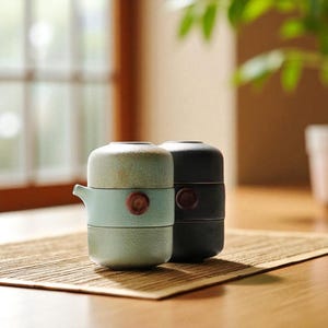 Rustic Japanese Kungfu Tea Set - Handmade Ceramic Teapot & Cups - Zen Wabi Sabi Decor - Travel Gift for Tea Lovers - Timeless Aesthetic