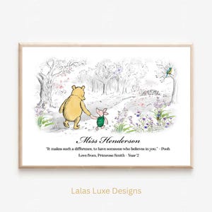 Citation/Cadeau personnalisé de remerciement pour le professeur Winnie l'ourson / Cadeau pour professeur de remerciement de l'élève