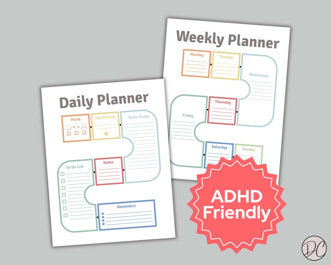 ADHD Planner Pages | Minimalist Undated Daily & Weekly Templates | US ...