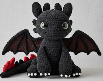 Patrón de crochet del dragón desdentado: Furia Nocturna Amigurumi (Descarga PDF)