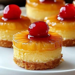The Best Mini Pineapple Upside Down Cheesecakes Recipe | Easy Pineapple Dessert | Printable Recipe | Digital Download | Tropical Cheesecake