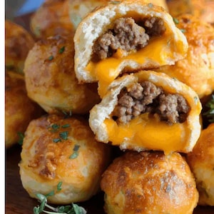 Garlic Parmesan Cheeseburger Bombs Recipe - Irresistible Snack PDF Download | Easy Party Appetizer