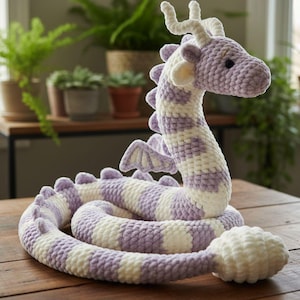 Crochet Striped Serpent Dragon Pattern : Easy Amigurumi dragon (PDF Download )